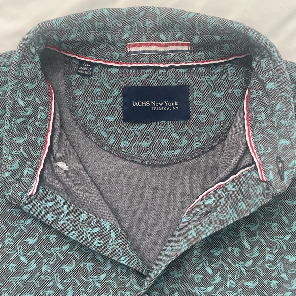 Men’s XL Jachs New York Short Sleeve Button Down Shirt- Teal/ Navy Floral Print - Picture 4 of 4